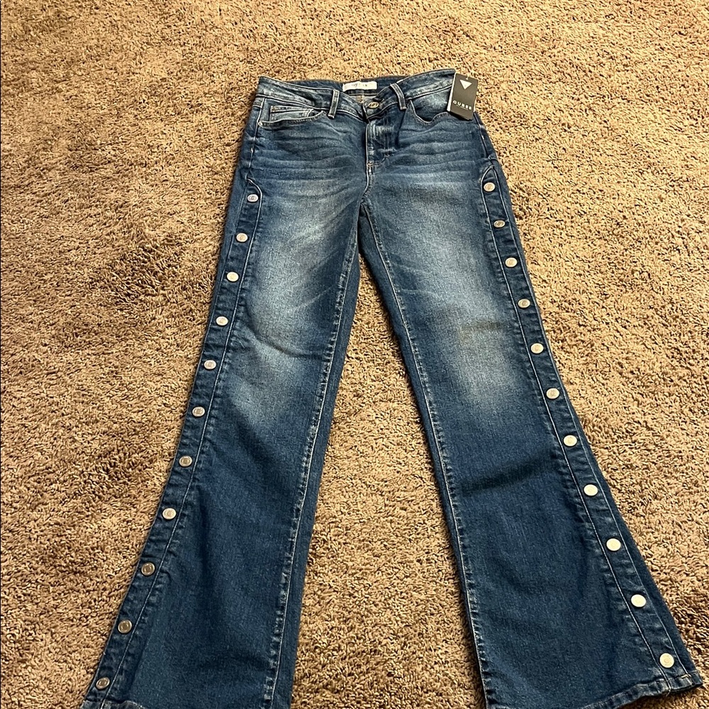 Guess Blue Flare Jeans with Side Buttons